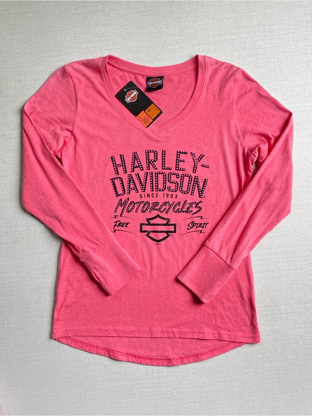 NWT Official Las Vegas Harley Davidson Rhinestone Long Sleeve Shirt Size S